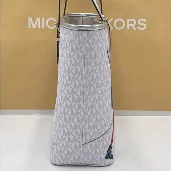 Michael Kors Signature Jet Set Girls Medium Carryall Tote Bright White Multi - Picture 5 of 14